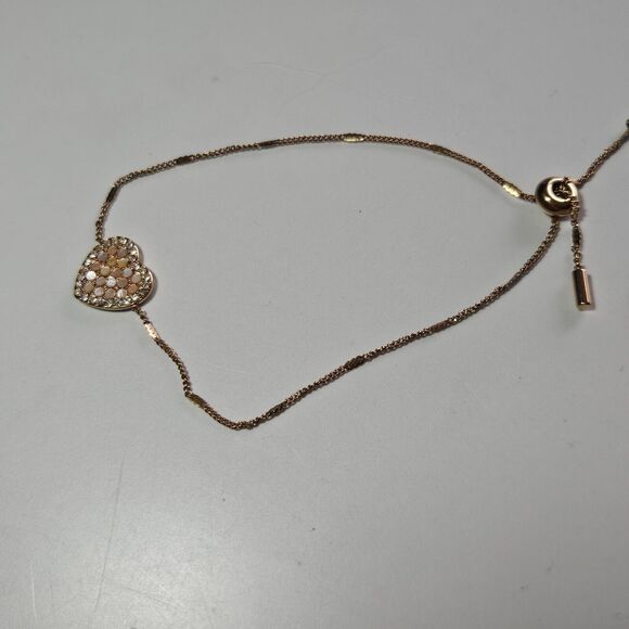 Fossil Lane Heart Rose Gold-Tone Steel Bracelet - "P" - Picture 11 of 14